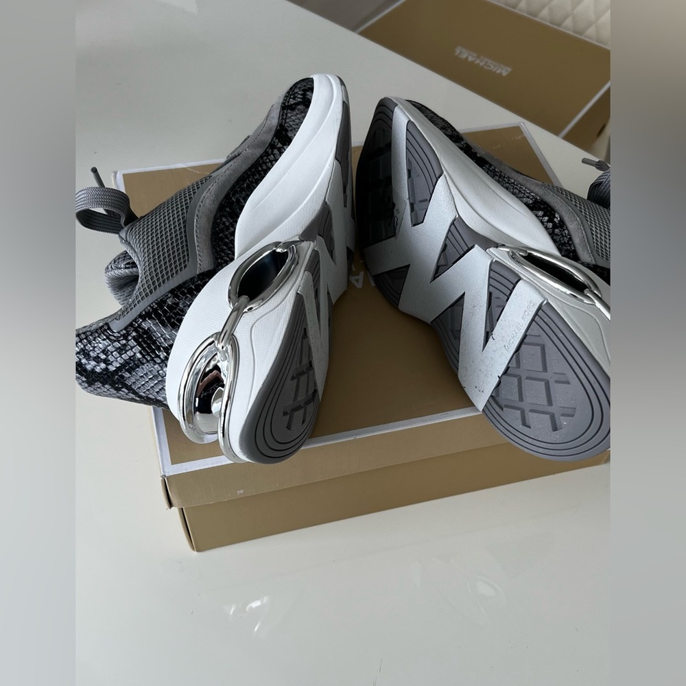 MICHAEL KORS Toni Mixed-Media Leather Trainer Size 6,5 - Picture 11 of 13